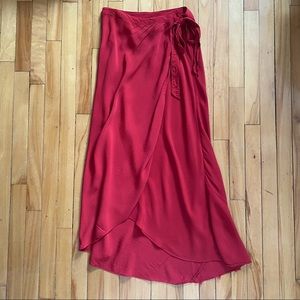 Long red wrap skirt - size 8